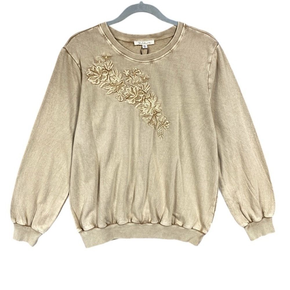 NEW Solitaire Pullover Top Womens Size XL Floral Embroidered Boho